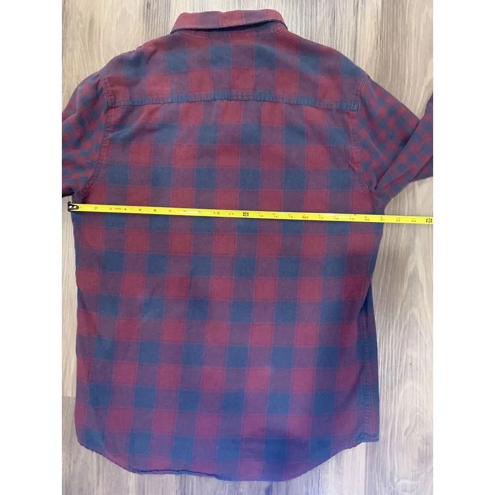 Carbon Large Long Sleeve Vintage Flannel Plaid Button Down Classic Shirt - Picture 7 of 7